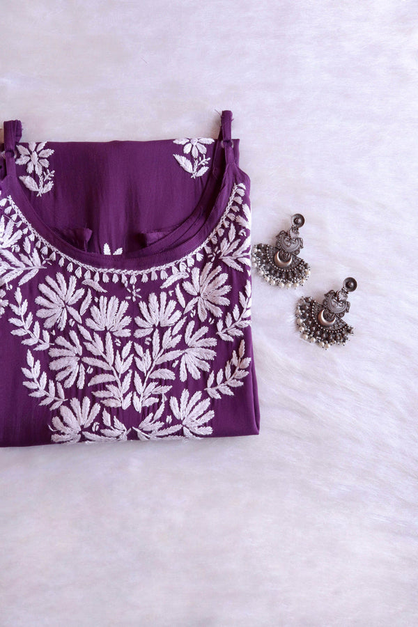 SAMA PURPLE SLEEVLESS RAYON KURTA (Copy)