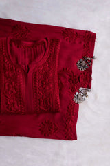 ZEENAT MAROON KURTA PANT SET