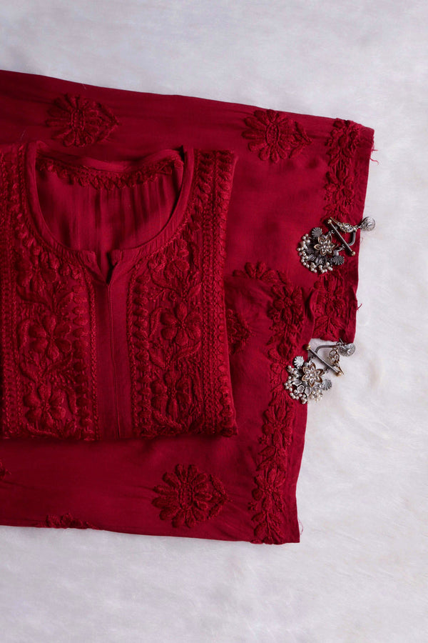 ZEENAT MAROON KURTA PANT SET