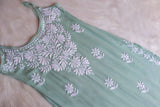 SAMA PASTEL GREEN SLEEVLESS RAYON KURTA
