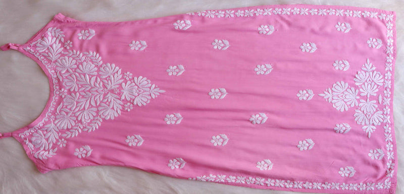 SAMA BABY PINK SLEEVLESS RAYON KURTA