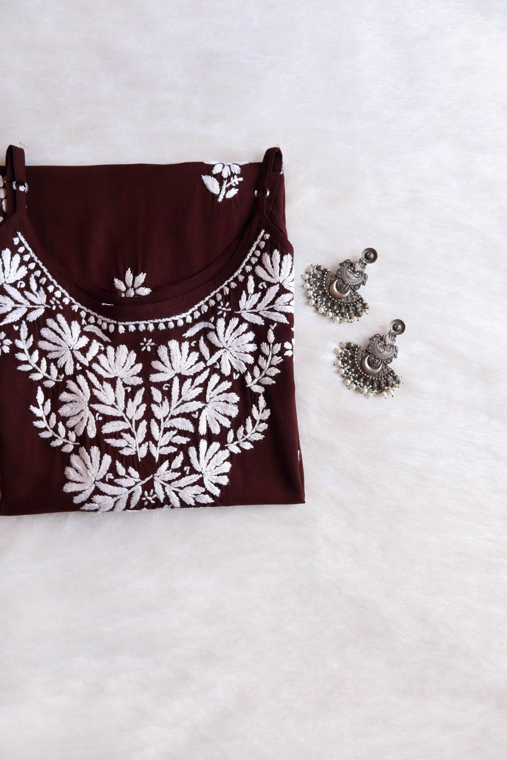 SAMA CHOCOLATE BROWN SLEEVLESS RAYON KURTA