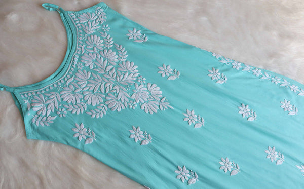SAMA MINT GREEN SLEEVLESS RAYON KURTA