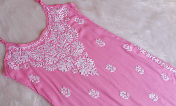 SAMA BABY PINK SLEEVLESS RAYON KURTA