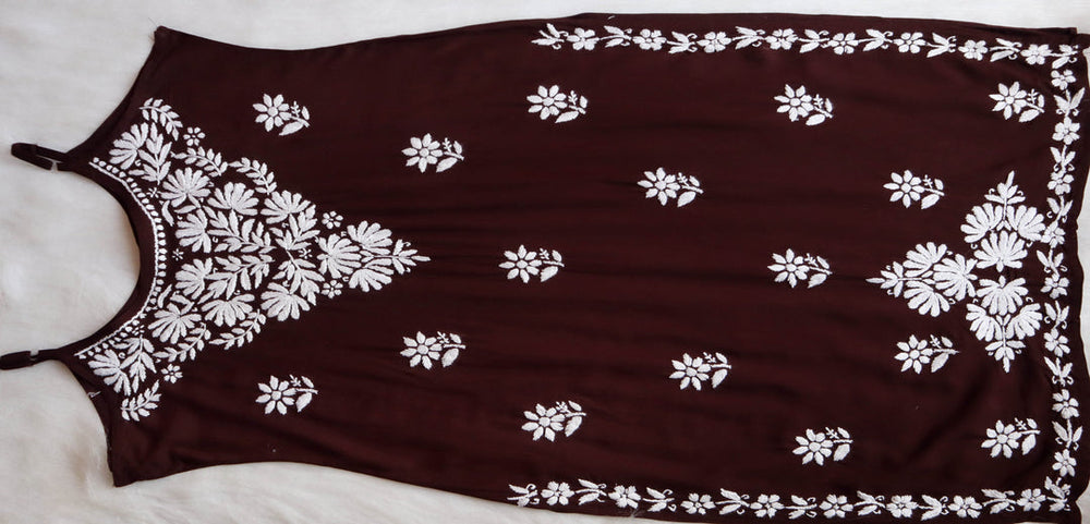 SAMA CHOCOLATE BROWN SLEEVLESS RAYON KURTA