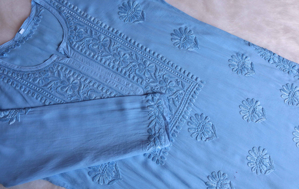 ZEENAT ICE BLUE KURTA PANT SET