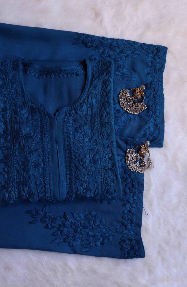 RUHANA ROYAL BLUE KURTA PANT SET