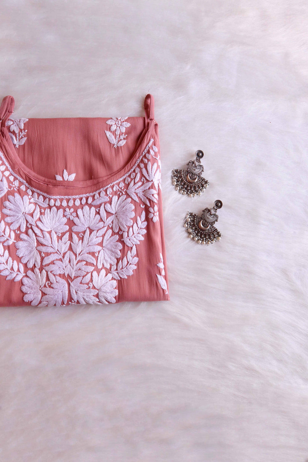 SAMA ROSE BROWN SLEEVLESS RAYON KURTA