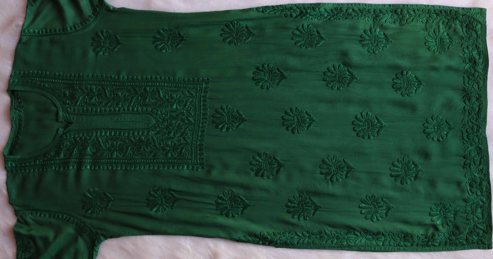 ZEENAT BOTTEL GREEN KURTA PANT SET