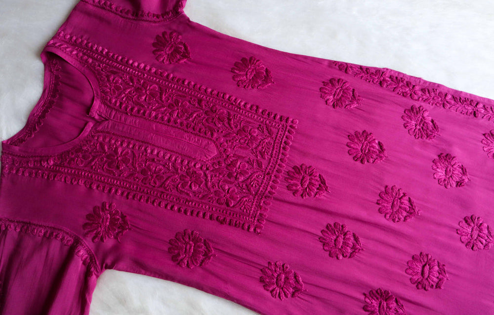 ZEENAT DEEP PINK KURTA PANT SET