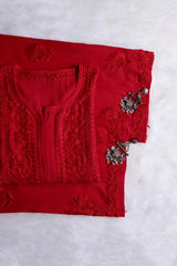ZEENAT RED KURTA PANT SET