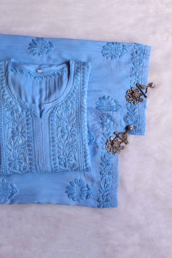 ZEENAT ICE BLUE KURTA PANT SET