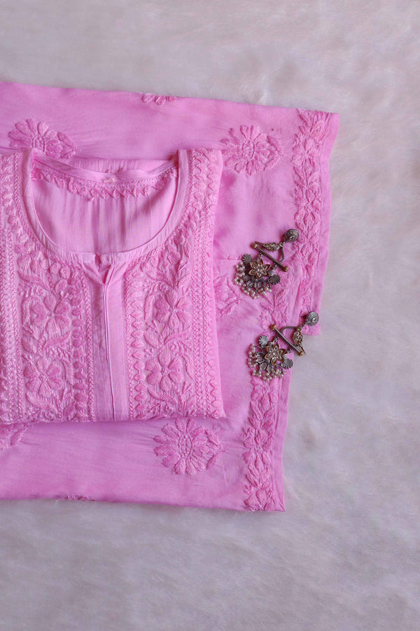 ZEENAT BABY PINK KURTA PANT SET