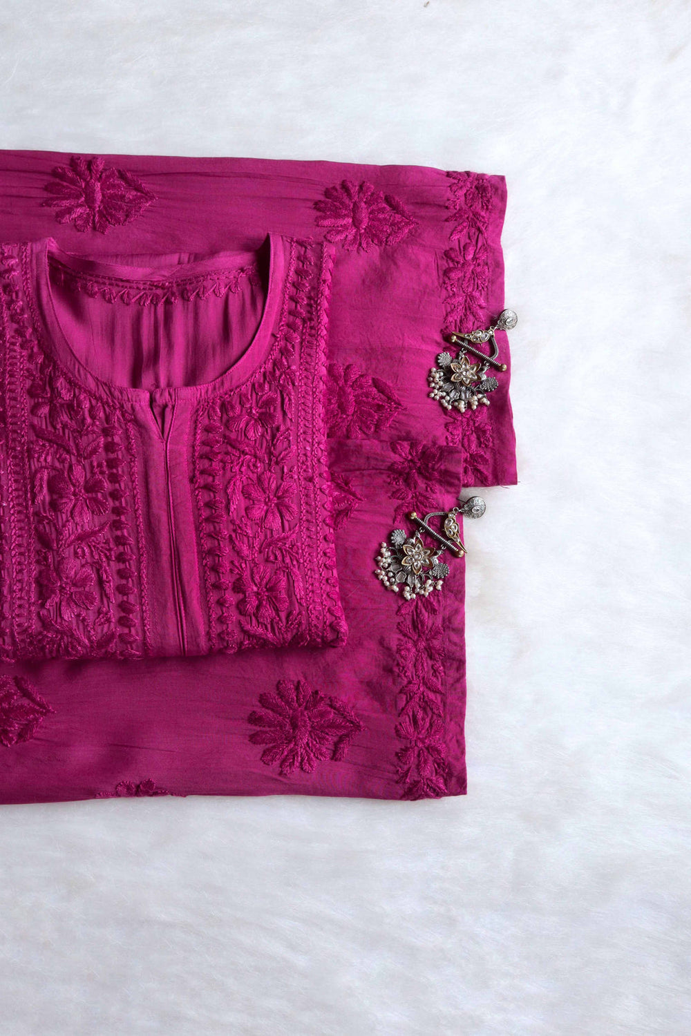 ZEENAT DEEP PINK KURTA PANT SET