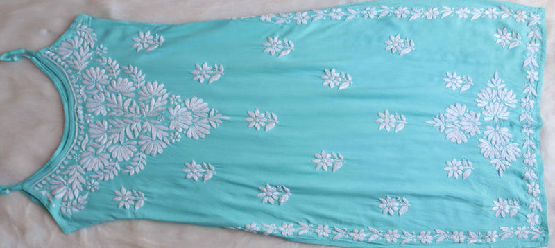 SAMA MINT GREEN SLEEVLESS RAYON KURTA