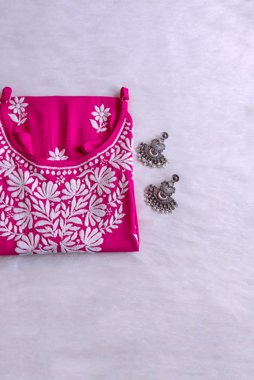 SAMA DEEP PINK SLEEVLESS RAYON KURTA