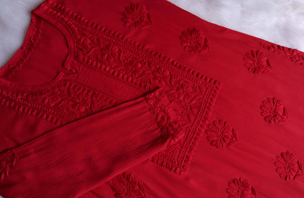 ZEENAT RED KURTA PANT SET