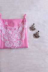 SAMA BABY PINK SLEEVLESS RAYON KURTA