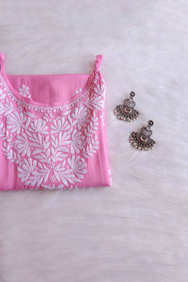 SAMA BABY PINK SLEEVLESS RAYON KURTA