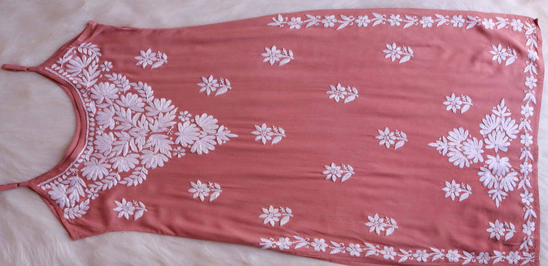 SAMA ROSE BROWN SLEEVLESS RAYON KURTA