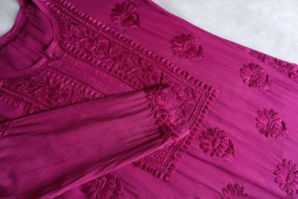 ZEENAT DEEP PINK KURTA PANT SET