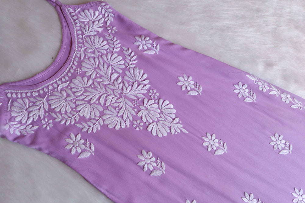 SAMA LAVENDER SLEEVLESS RAYON KURTA