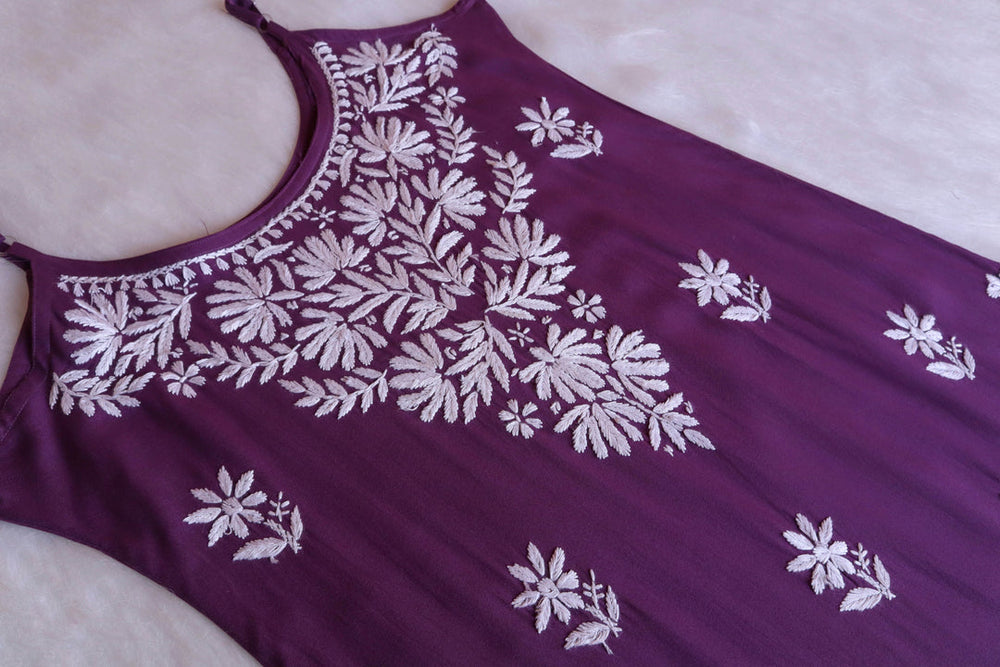 SAMA PURPLE SLEEVLESS RAYON KURTA (Copy)