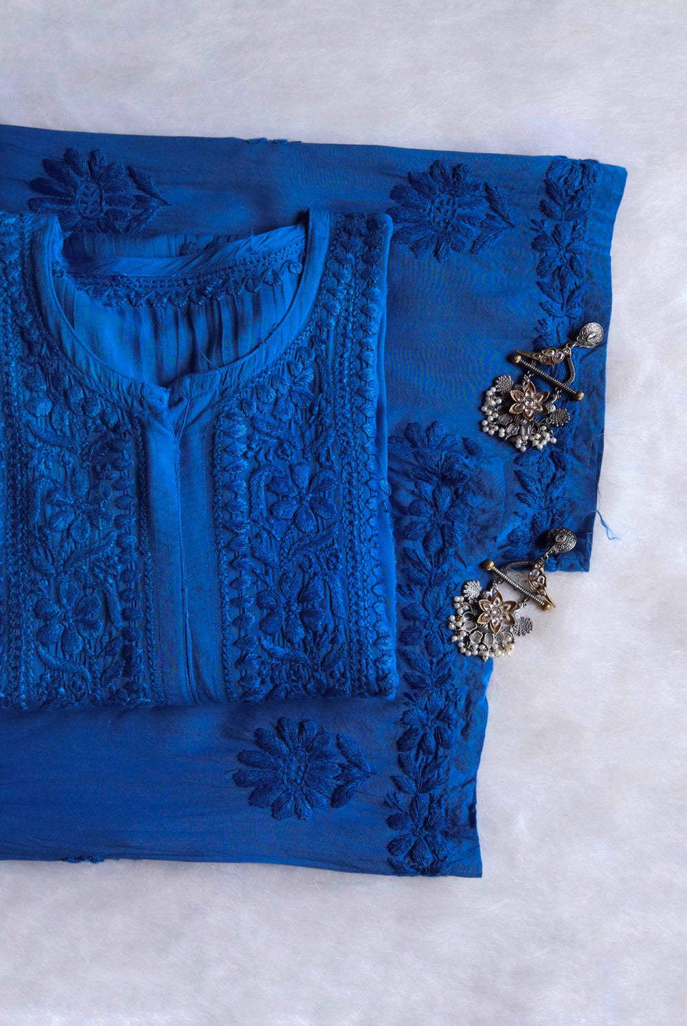 ZEENAT ROYAL BLUE KURTA PANT SET