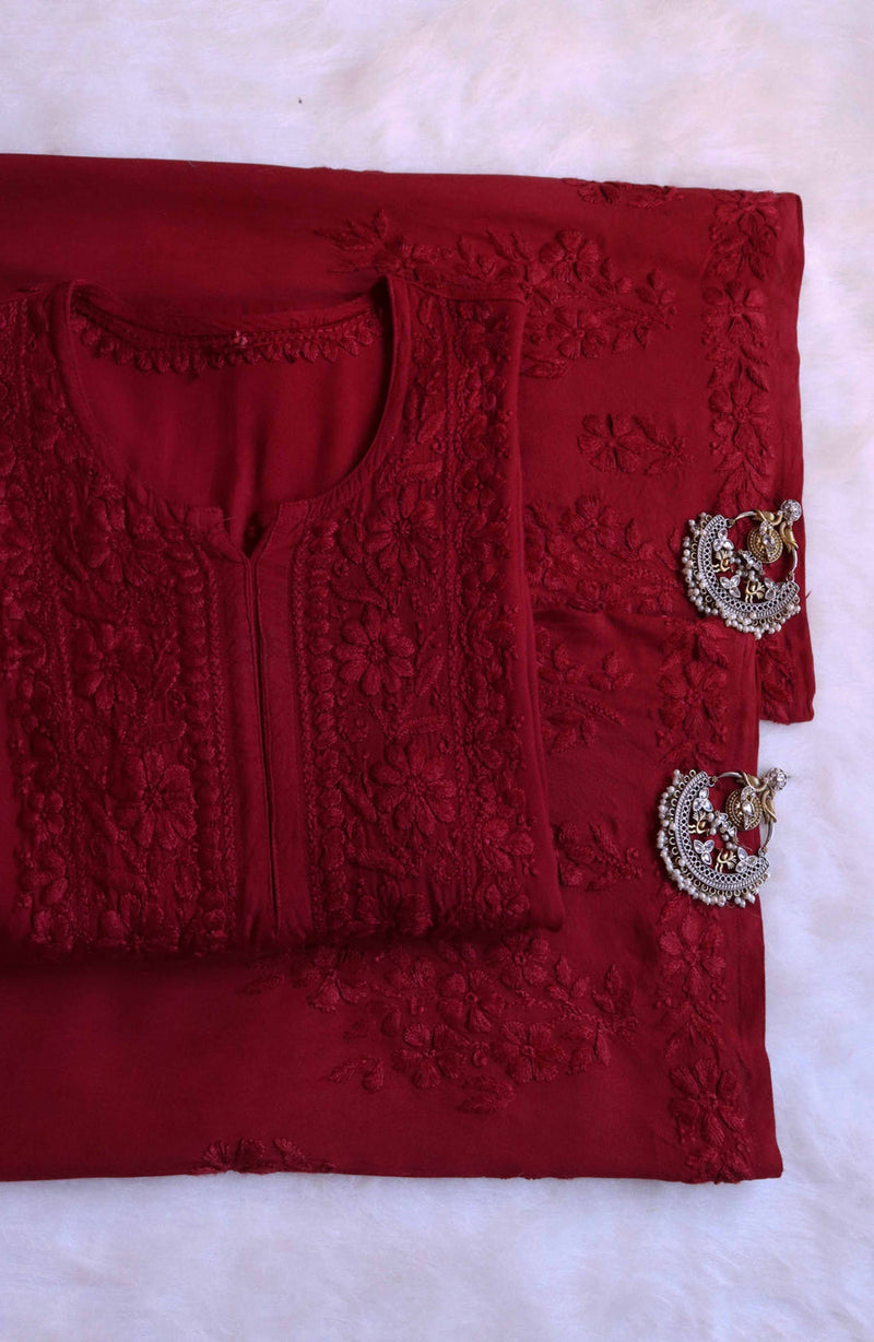 RUHANA MAROON KURTA PANT SET