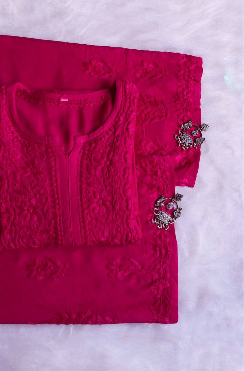 RUHANA DEEP PINK KURTA PANT SET